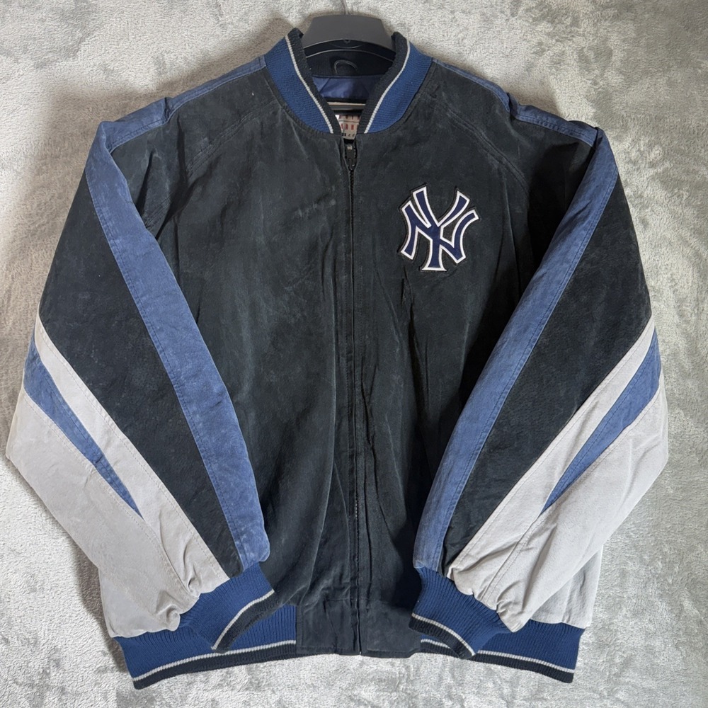 New York Yankees G-lll Carl Banks Leather Bomber Jacket Size XXL Double Sided
